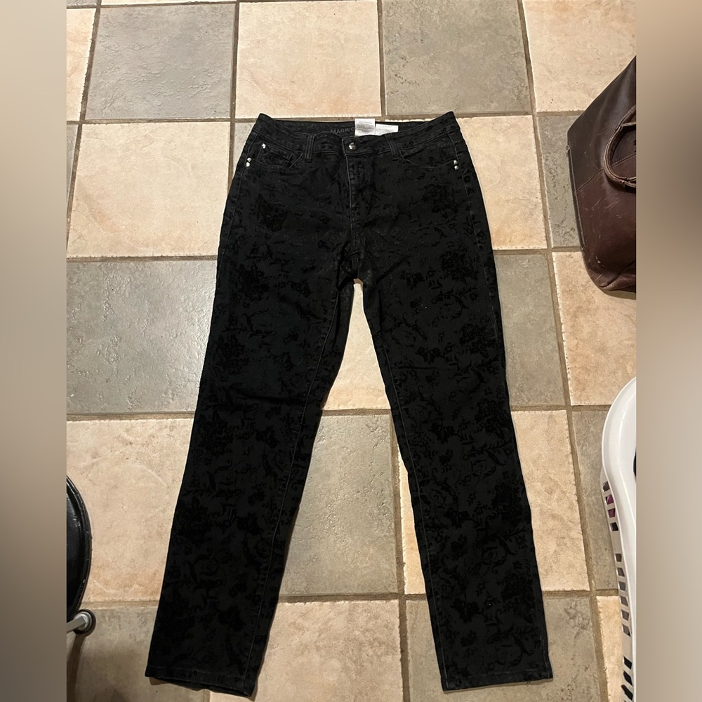 Black Patterned Jeans velvet